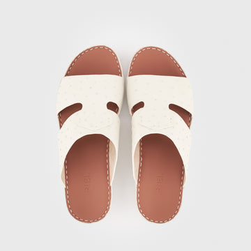Ostrich Crown Sandal Off White