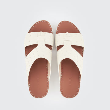 Ostrich Insert Sandal Off White