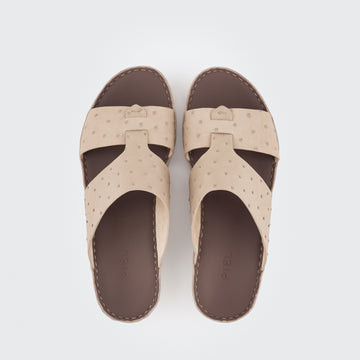 Ostrich Insert Sandal Beige