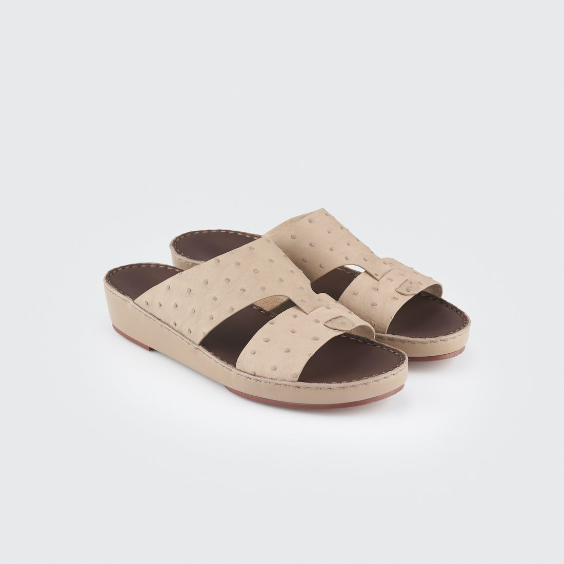 Ostrich Insert Sandal Beige