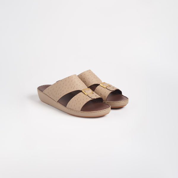 Elegant charm: Men's Arabic Sandals crafted from Ostrich-inspired Calfskin