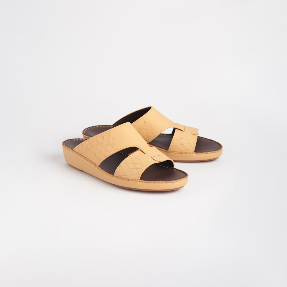 Stitched Rubber Effect Leather Arabic Sandals