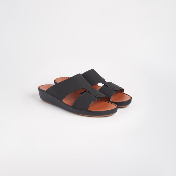 Stitched Rubber Effect Leather Arabic Sandals