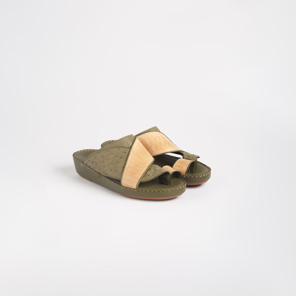 Finger Type Ostrich Leather Sandals